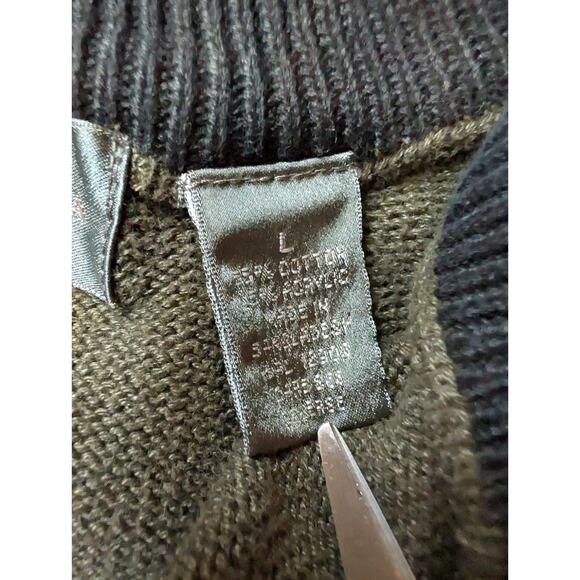 Oscar De La Renta Olive Green Men's 1/4 zip Sweater Size L Fall Sweater Dad - Picture 4 of 6